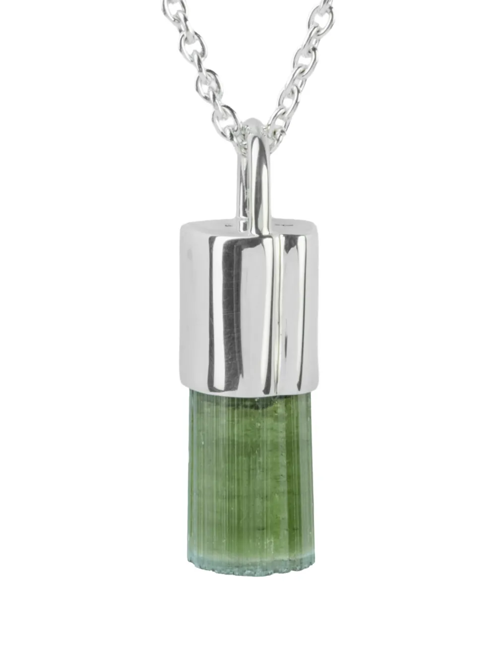 Parts Of Four Sterling Silver Talisman Green Tourmaline Necklace In Green