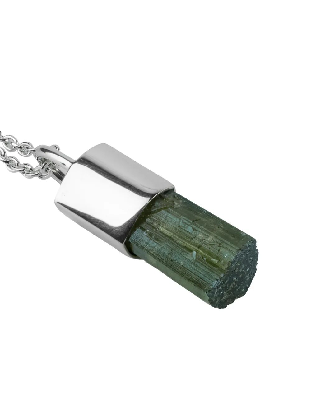 Parts Of Four Sterling Silver Talisman Green Tourmaline Necklace In Green