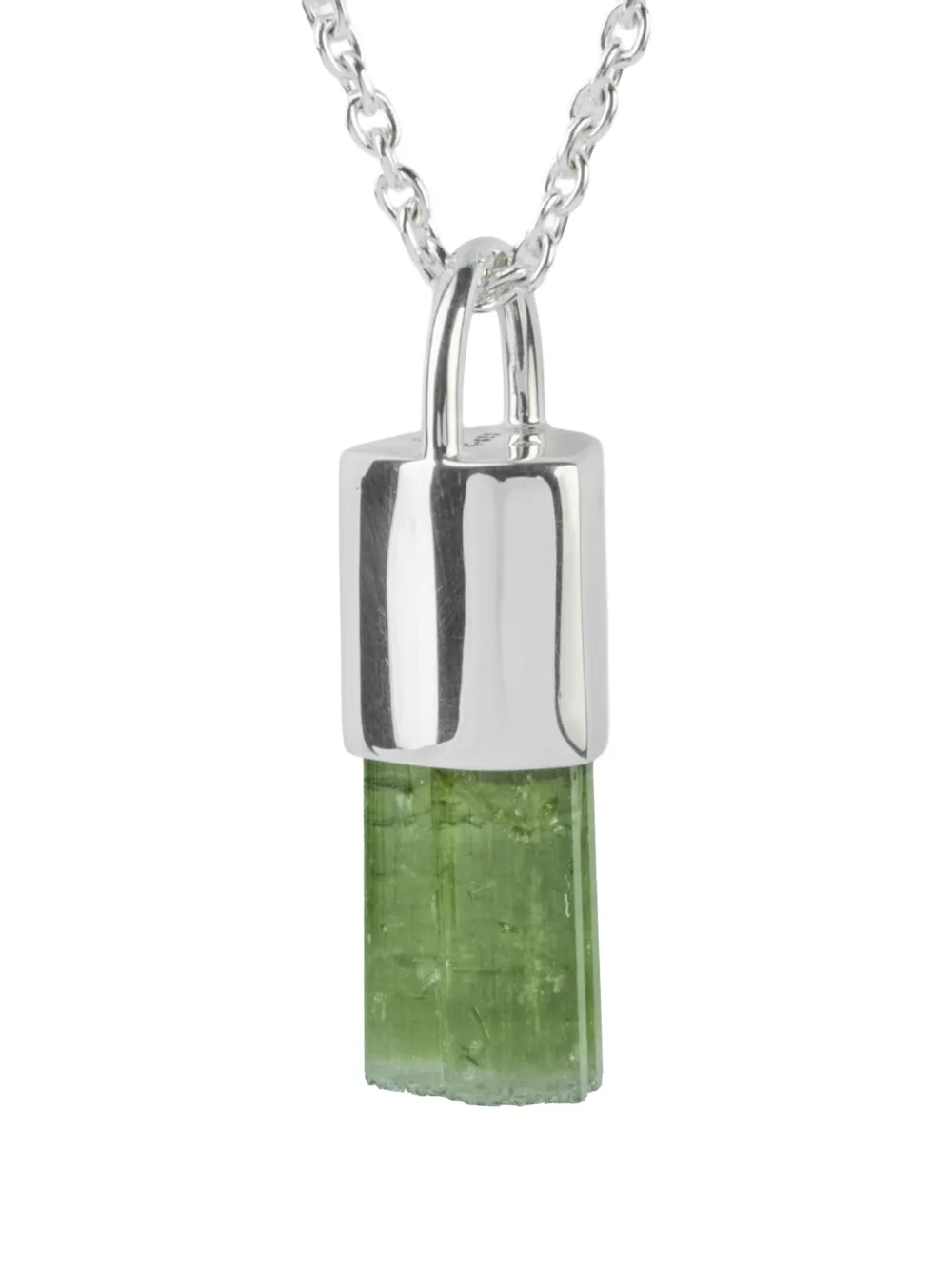 Parts Of Four Sterling Silver Talisman Green Tourmaline Necklace In Green