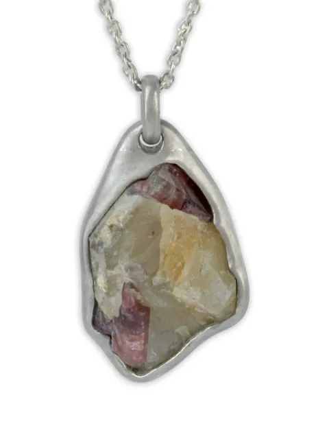 Parts of Four collier Halos en argent sterling orné d'une tourmaline rubellite