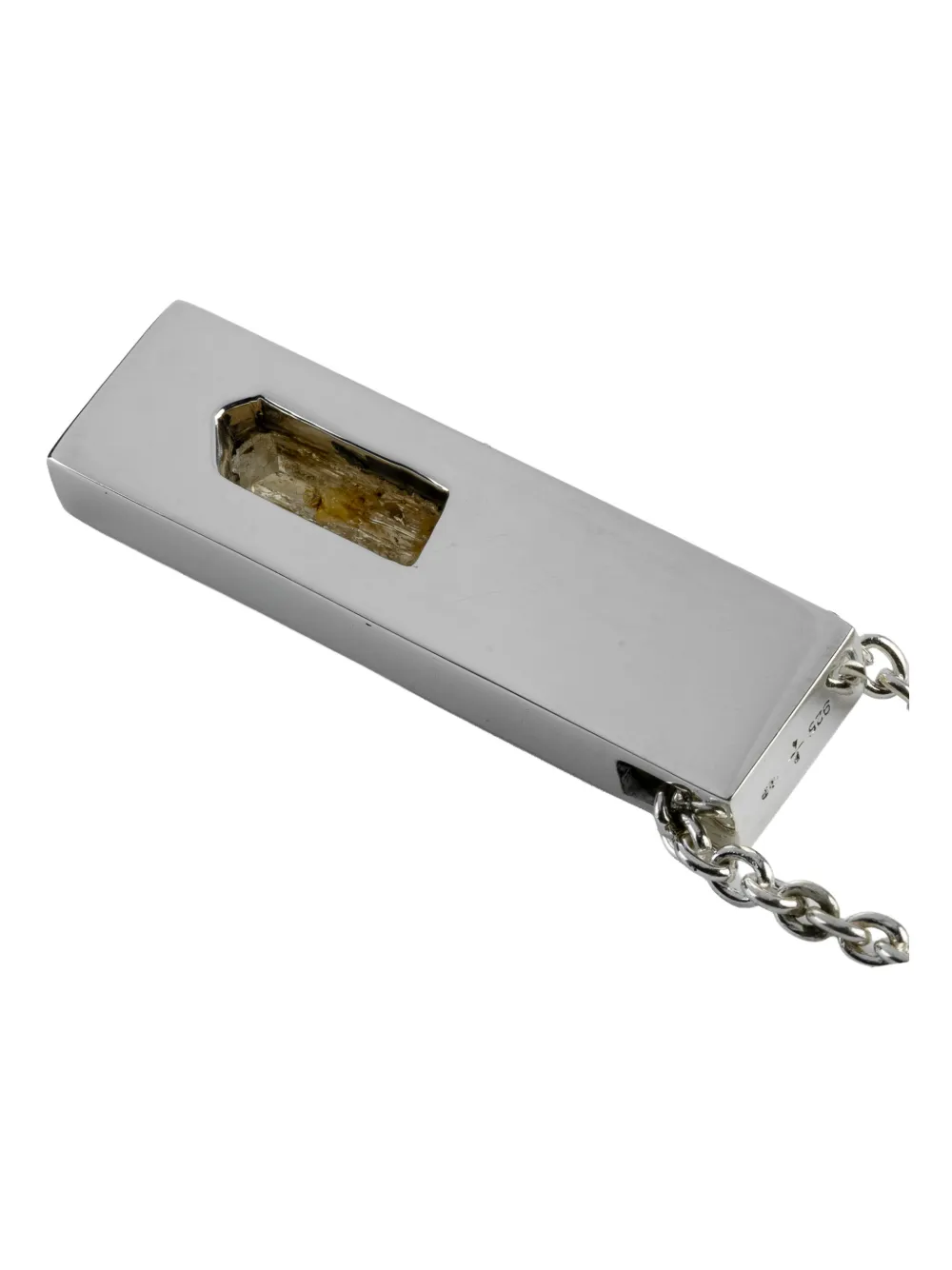 Parts Of Four Silver Cuboid Amulet Topaz Necklace In Metallic