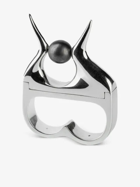 Parts of Four anillo Double Plate en plata de ley