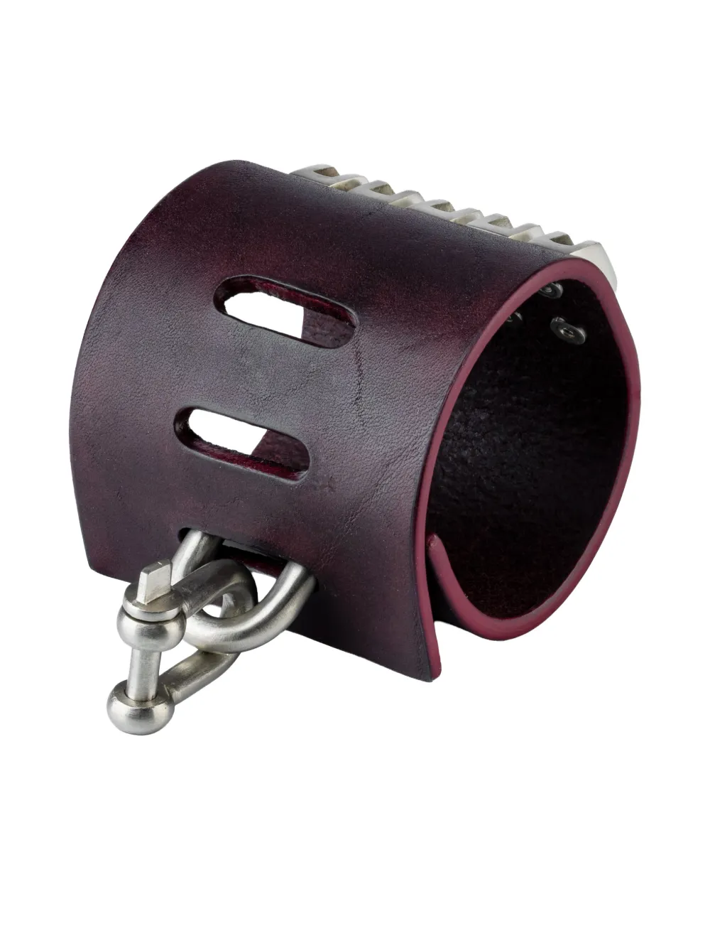 Parts Of Four Restraint Charm Inverted-pyramid Studs Bracelet In Burgundy