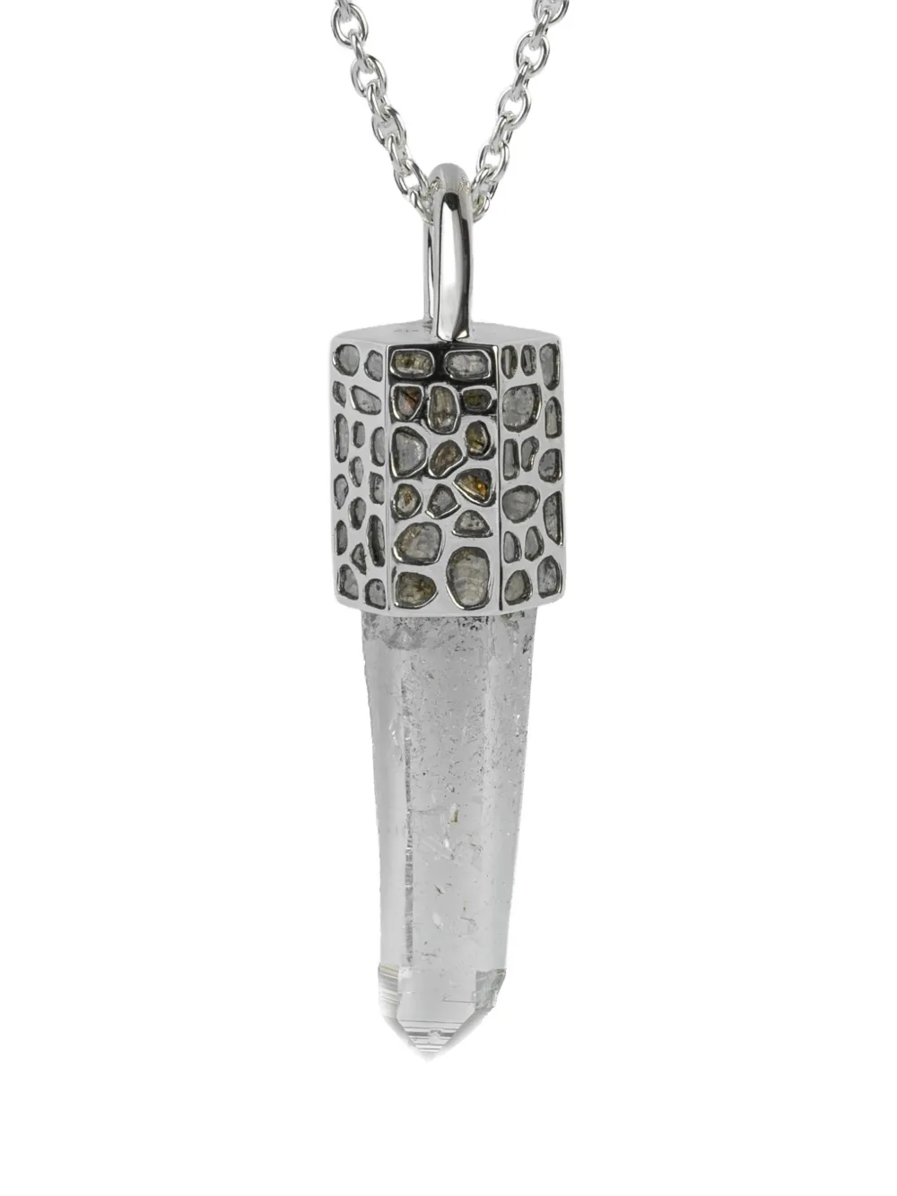 Parts Of Four Sterling Silver Talisman Quartz And Diamond Necklace In Brown