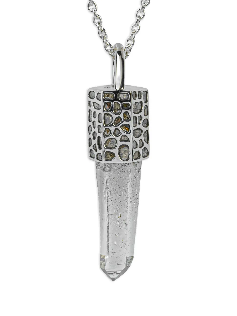 Parts of Four sterling silver Talisman quartz and diamond necklace - Argento