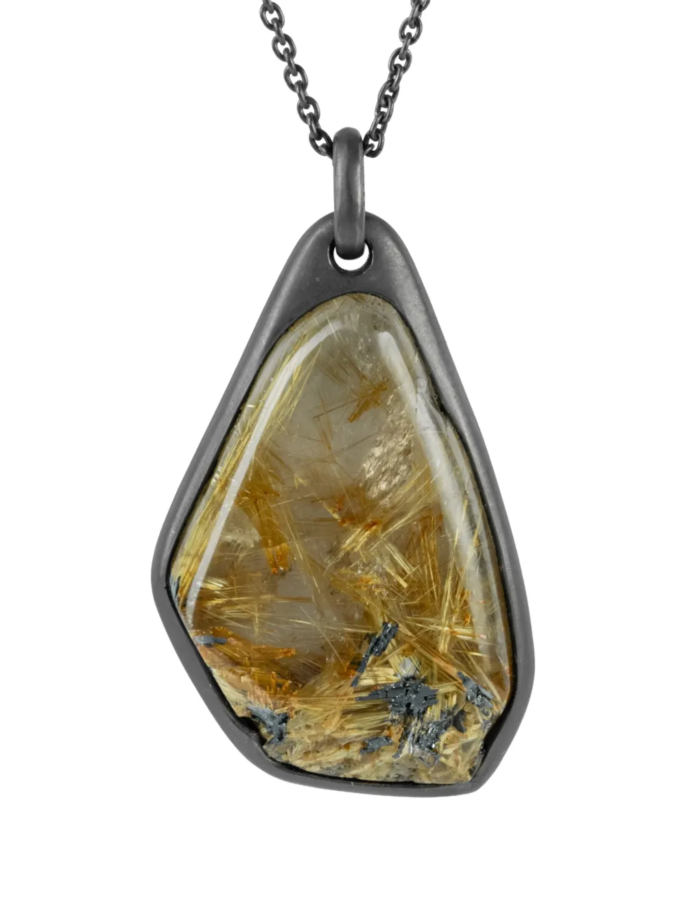 Parts Of Four Sterling Silver Halos Rutilated Quartz Necklace In Silver