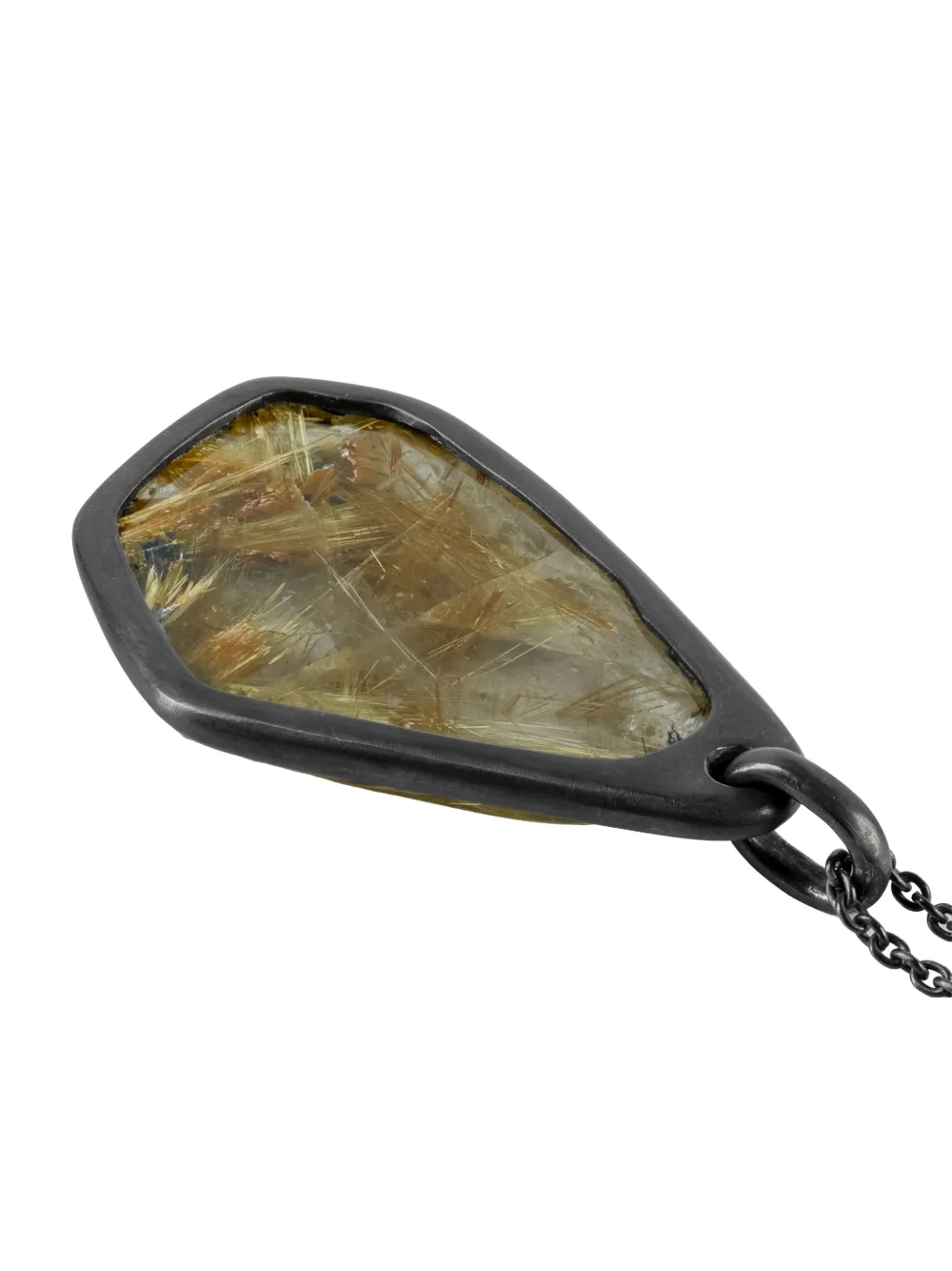 Parts Of Four Sterling Silver Halos Rutilated Quartz Necklace In Silver