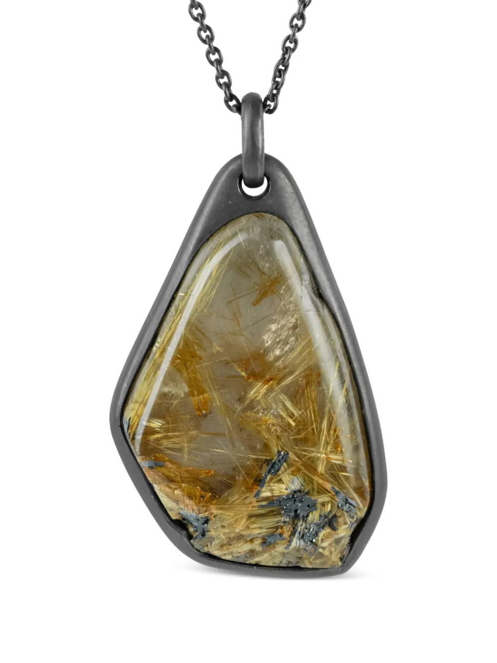 Parts of Four sterling silver Halos rutilated quartz necklace - Argento