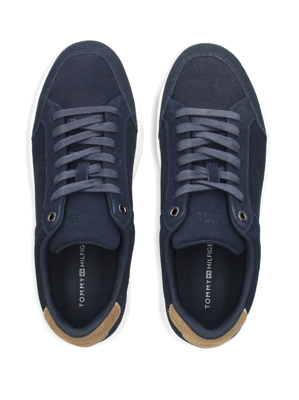 Tommy Hilfiger Lace-up Panelled Suede Sneakers In Blue