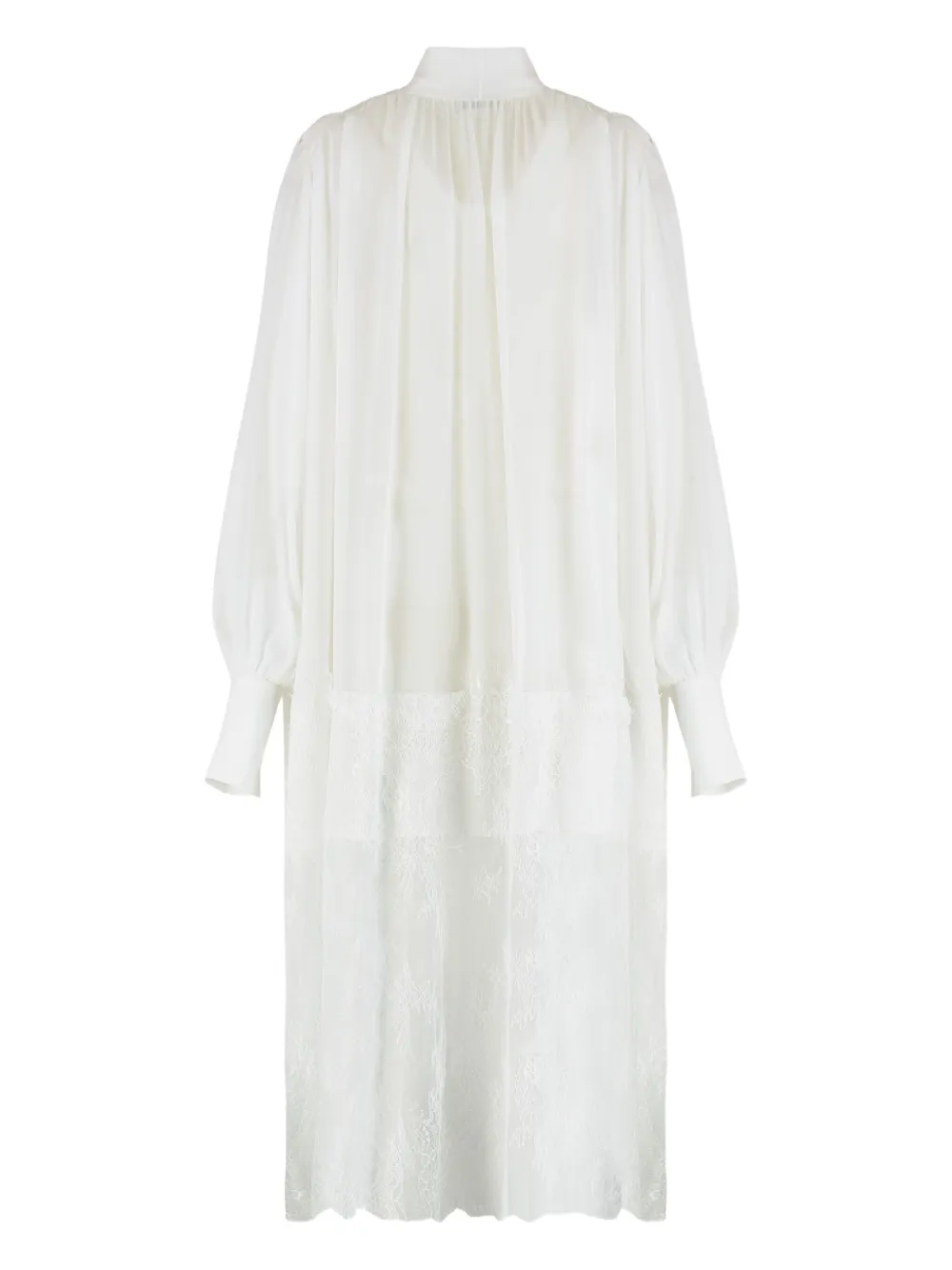 Les Filles D'eva Scarf-collar Lace-hem Long Shirt In White