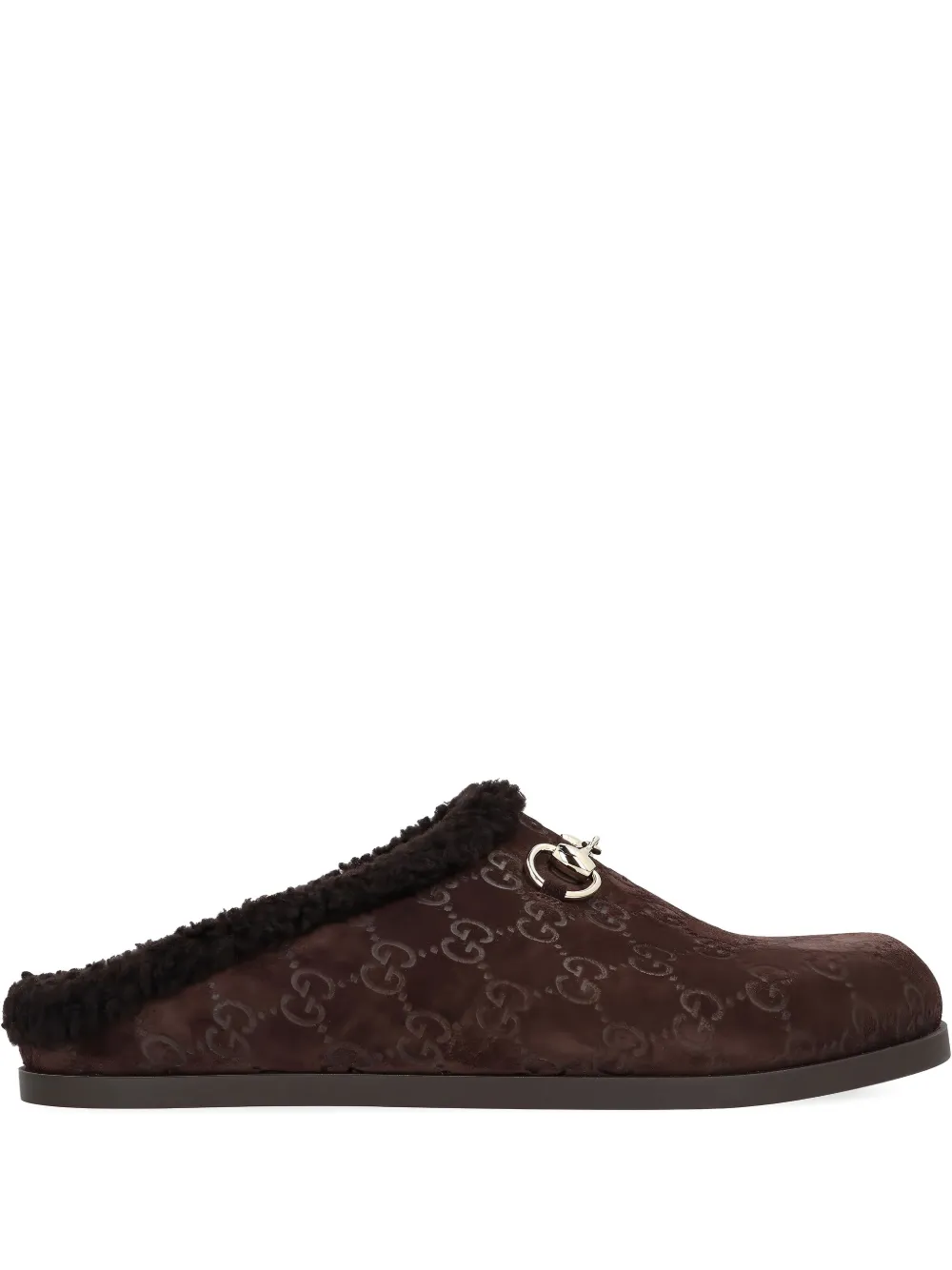 Gucci Gg Suede Mules In Brown
