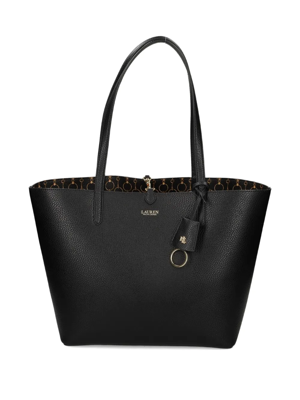 Ralph Lauren Pebble-grain Charm-detail Tote Bag In Black