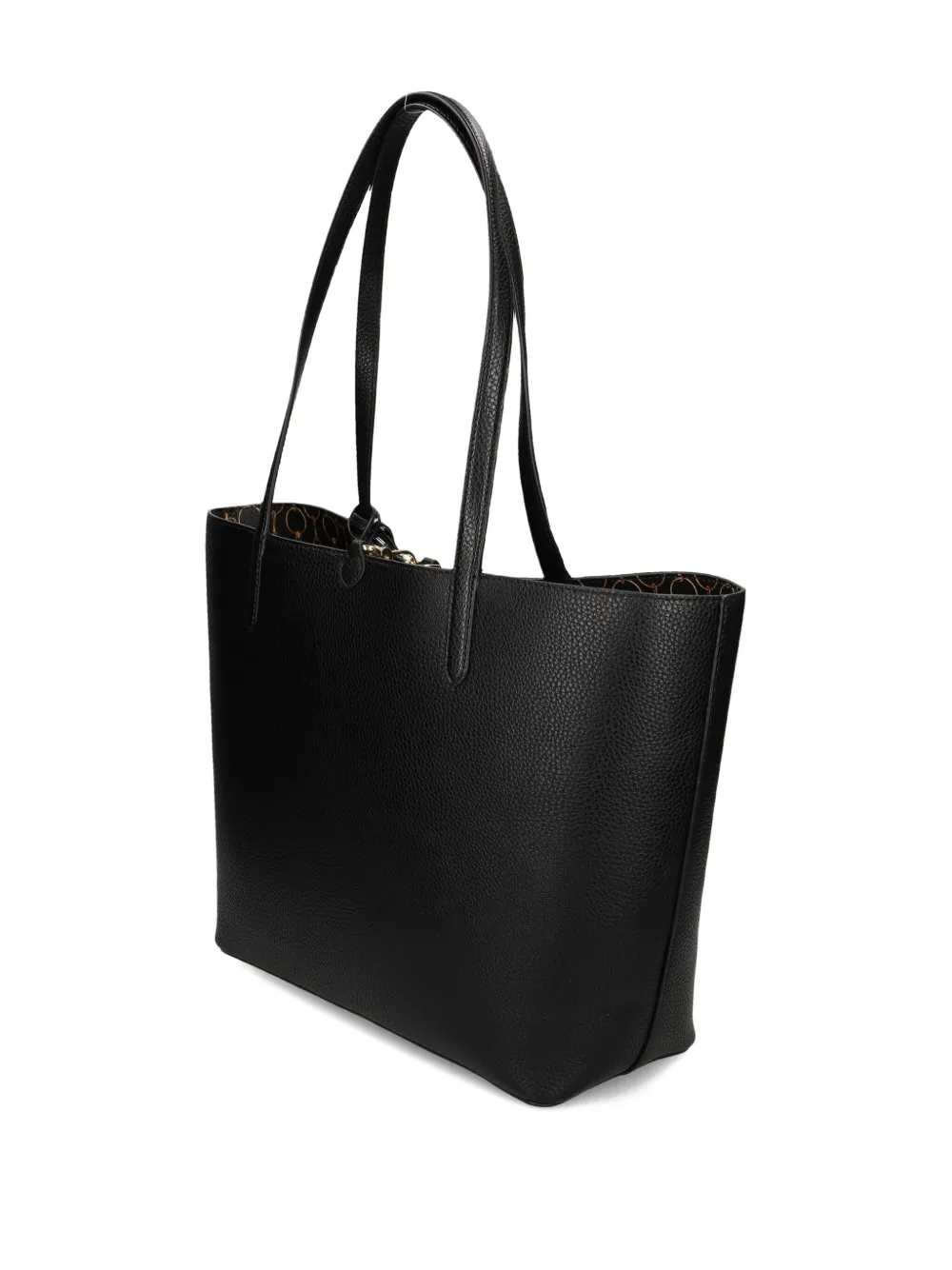 Ralph Lauren Pebble-grain Charm-detail Tote Bag In Black