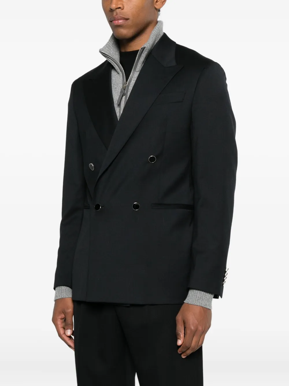Manuel Ritz Double-breasted Blazer In Black