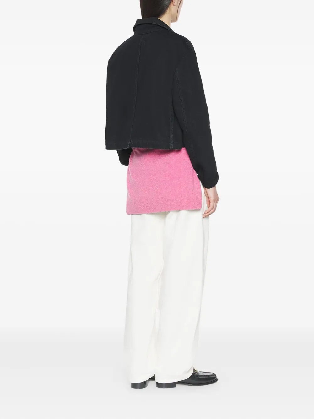 Maison Kitsuné Pocket Button Cotton Denim Jacket In Black