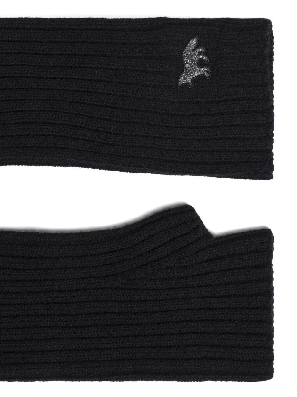 Maison Kitsuné Baby Fox ribbed mittens - Zwart