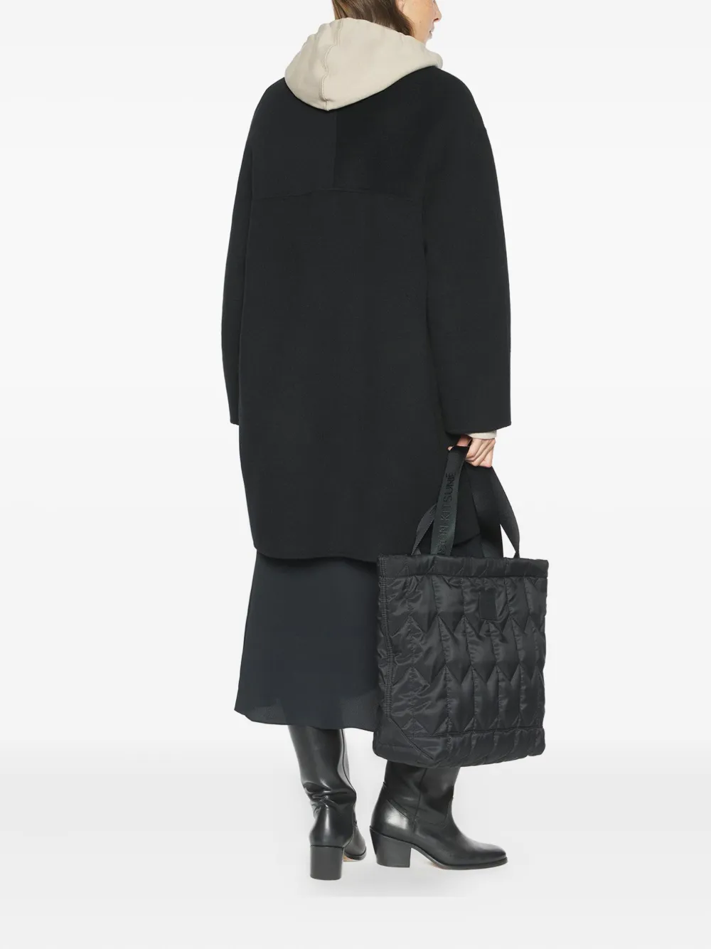 Maison Kitsuné Button Wool Coat In Black