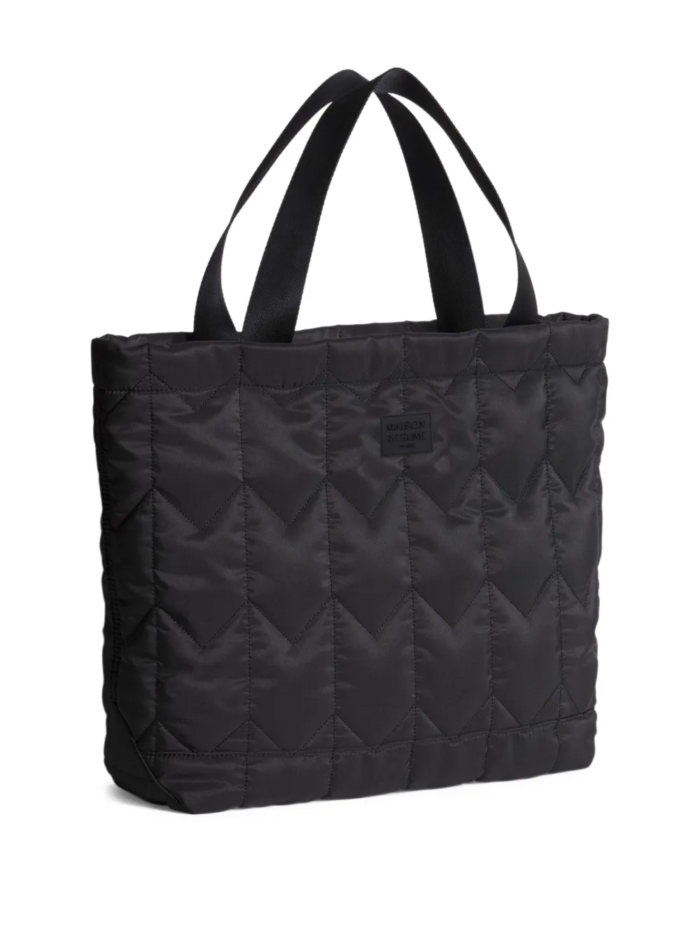 Maison Kitsuné Grote gewatteerde shopper met chevron streep Zwart