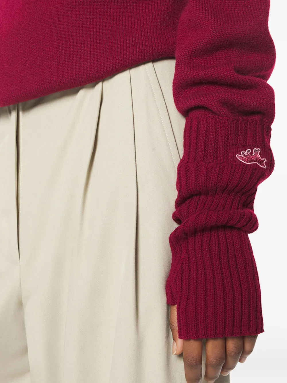 Maison Kitsuné Baby Fox fingerless mittens - Rood