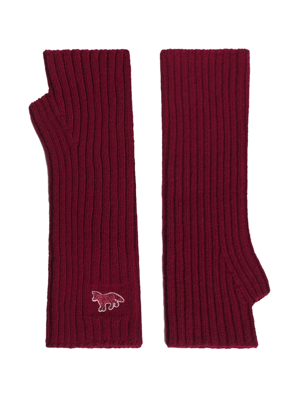 Maison Kitsuné Baby Fox Fingerless Mittens In Red