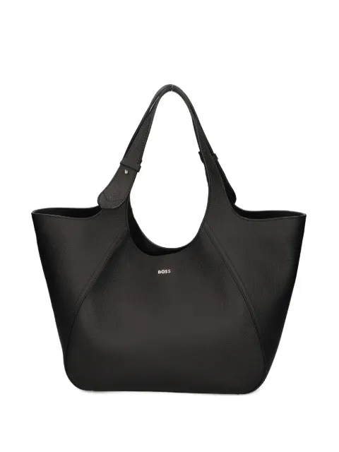 BOSS large logo-lettering leather tote bag