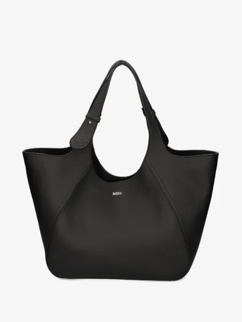 BOSS large logo-lettering leather tote bag