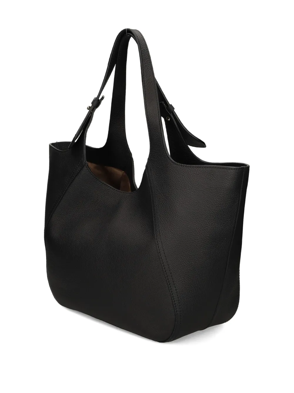 BOSS Leren shopper Zwart