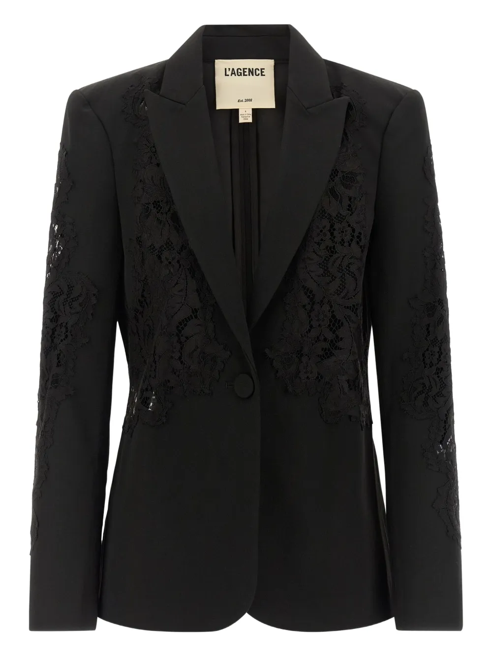 L'agence Clementine Lace-insert Single-breasted Blazer In Black