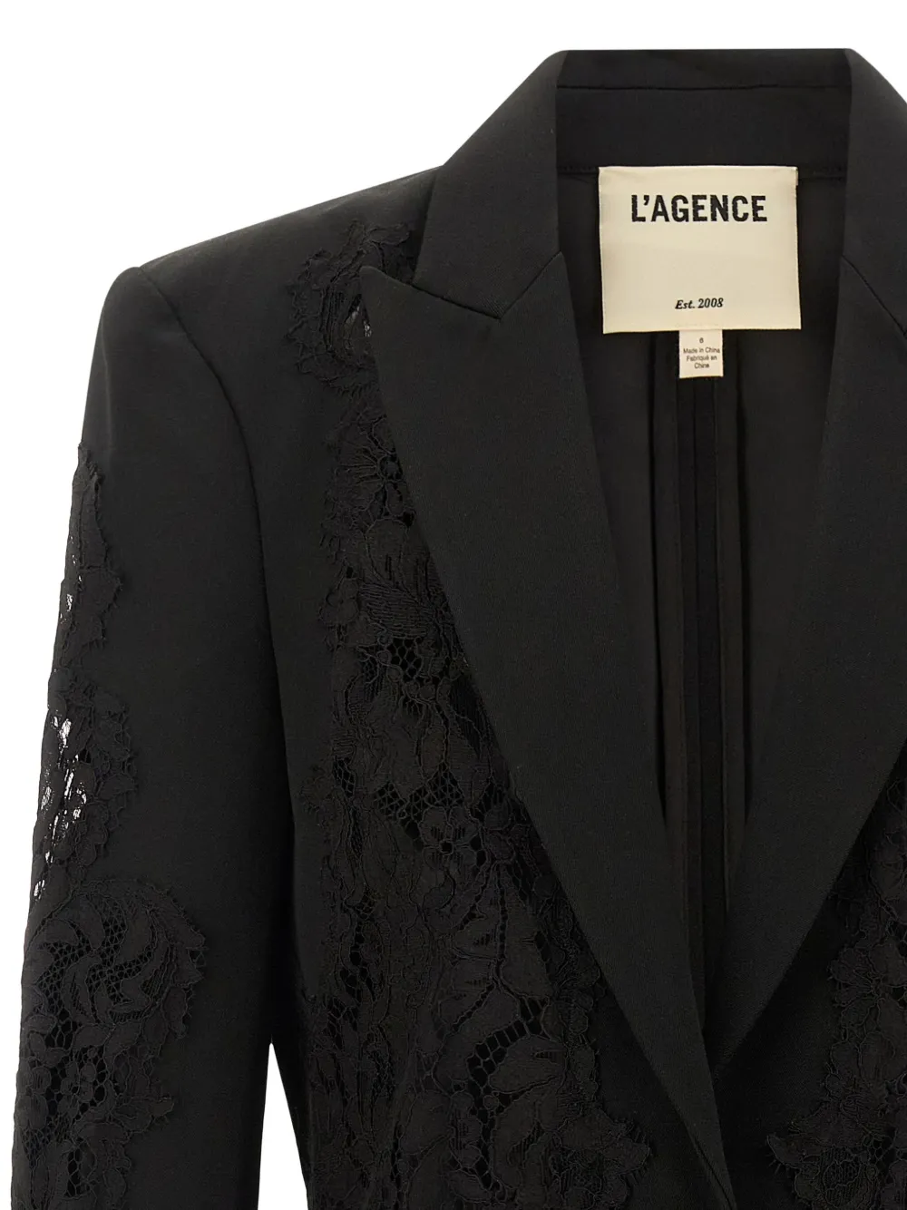 L'agence Clementine Lace-insert Single-breasted Blazer In Black
