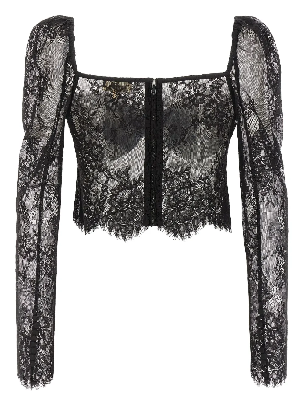 L'Agence Lori floral-lace top - Zwart