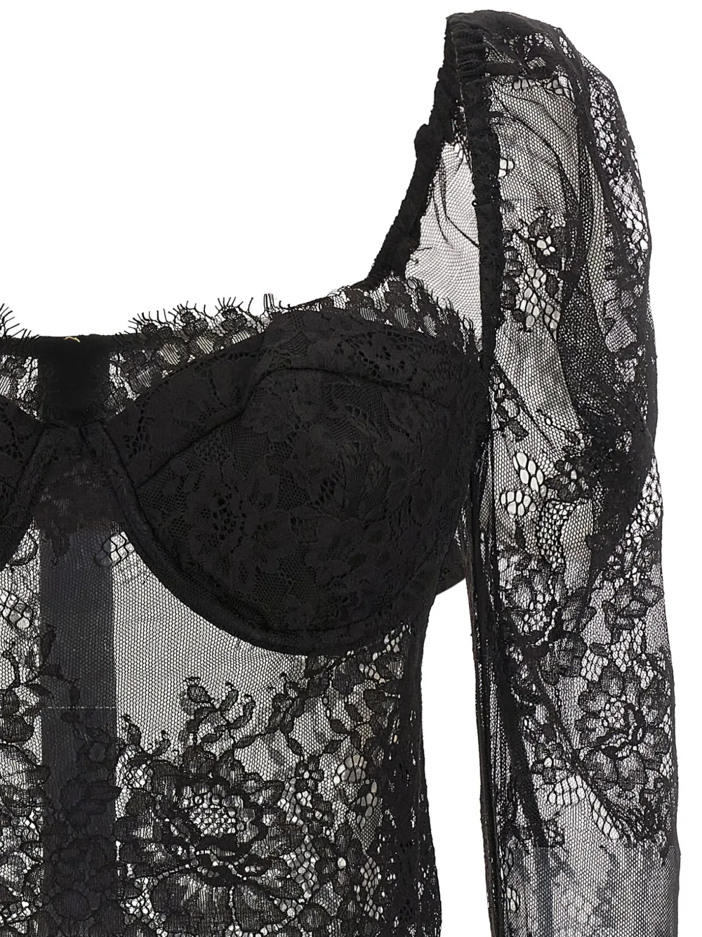 L'Agence Lori top met bloemenkant Zwart