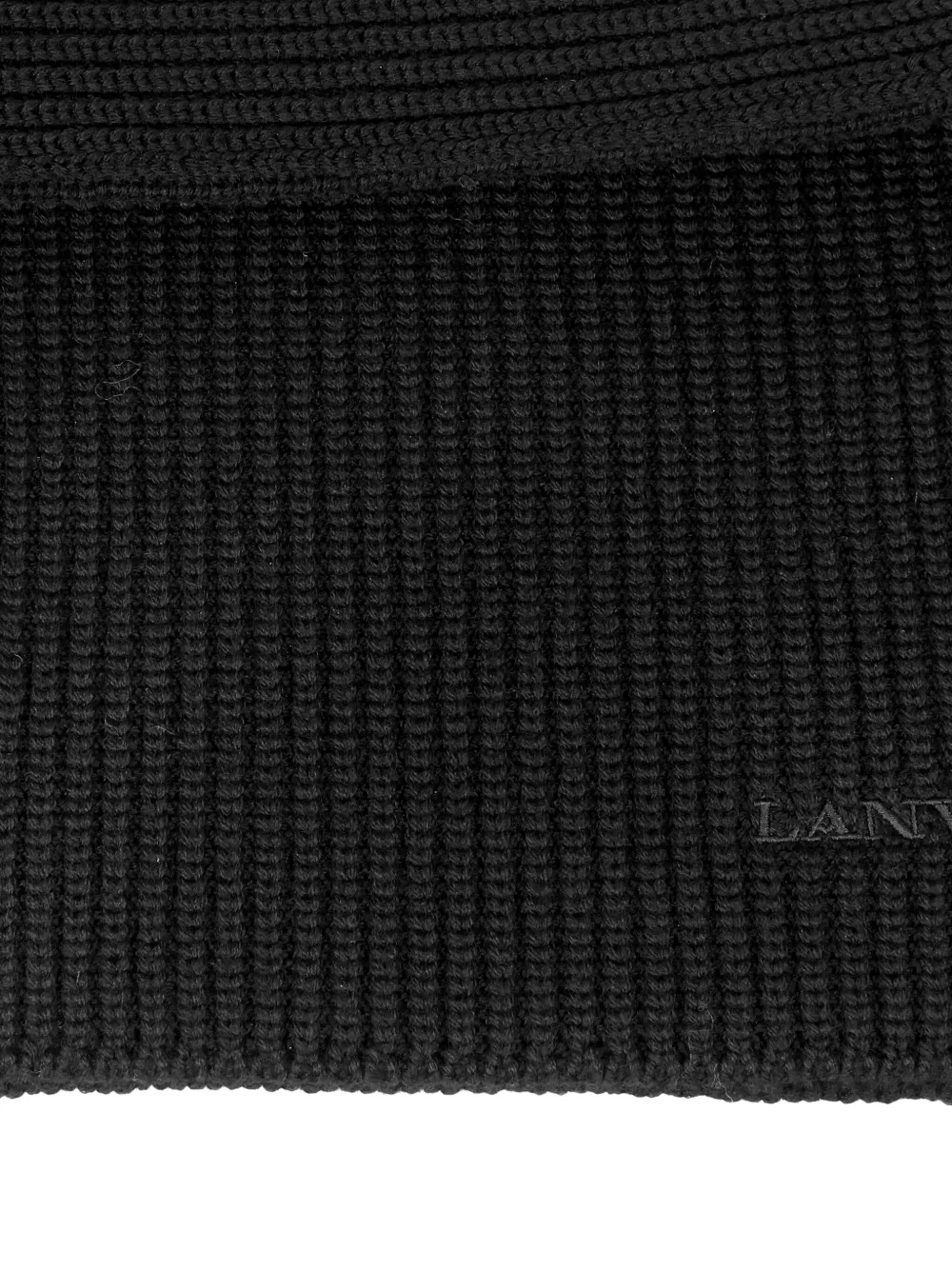 Lanvin Geribbelde sjaal met logo Zwart