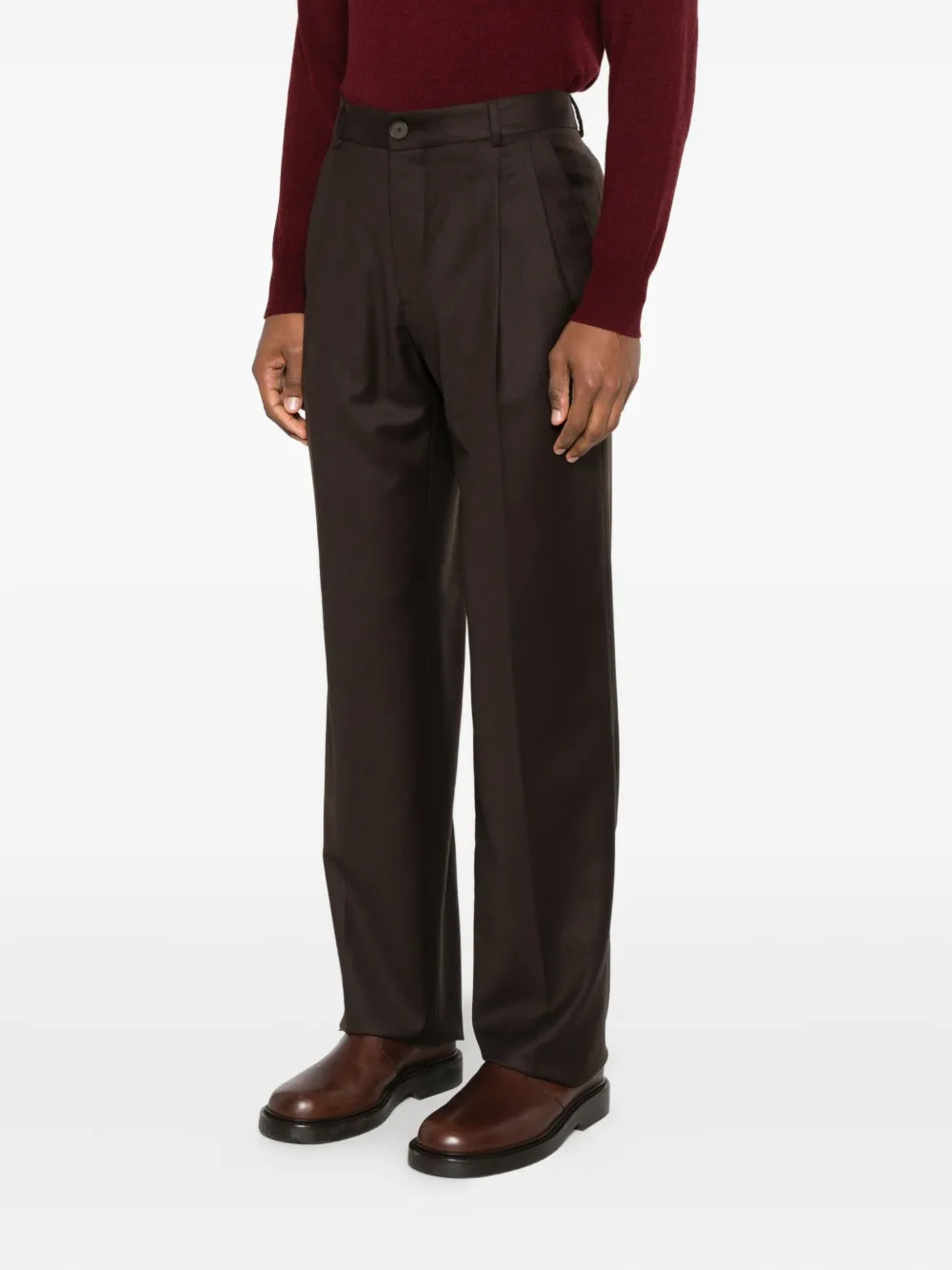 Manuel Ritz Pleated Trousers In Brown
