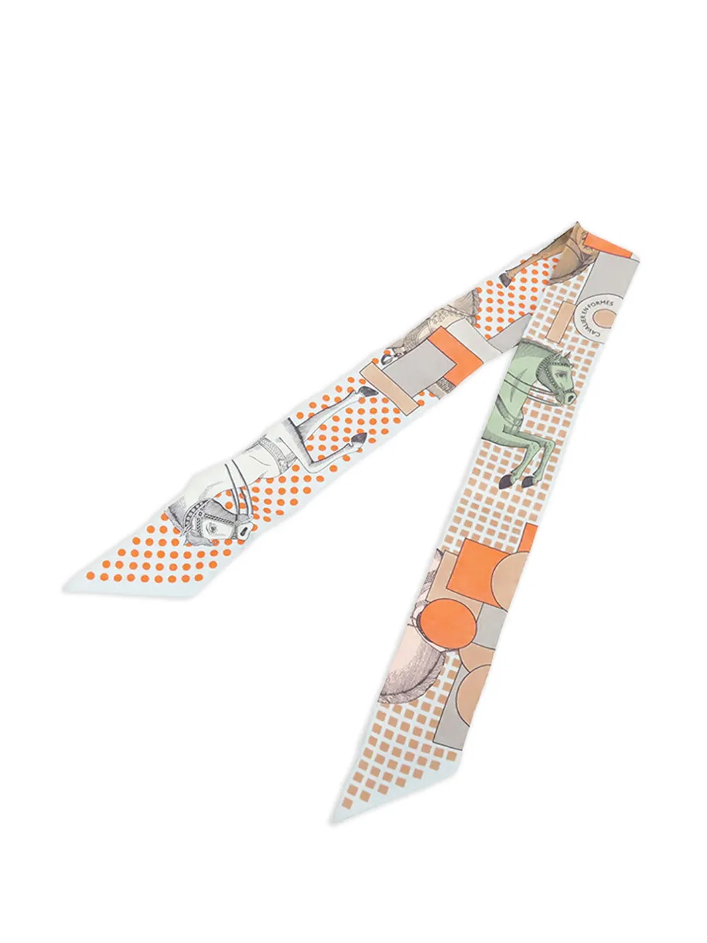 Hermès Pre-Owned foulard Cavalier en Formes Twilly en soie (2021-2025) | bleu | Image 1