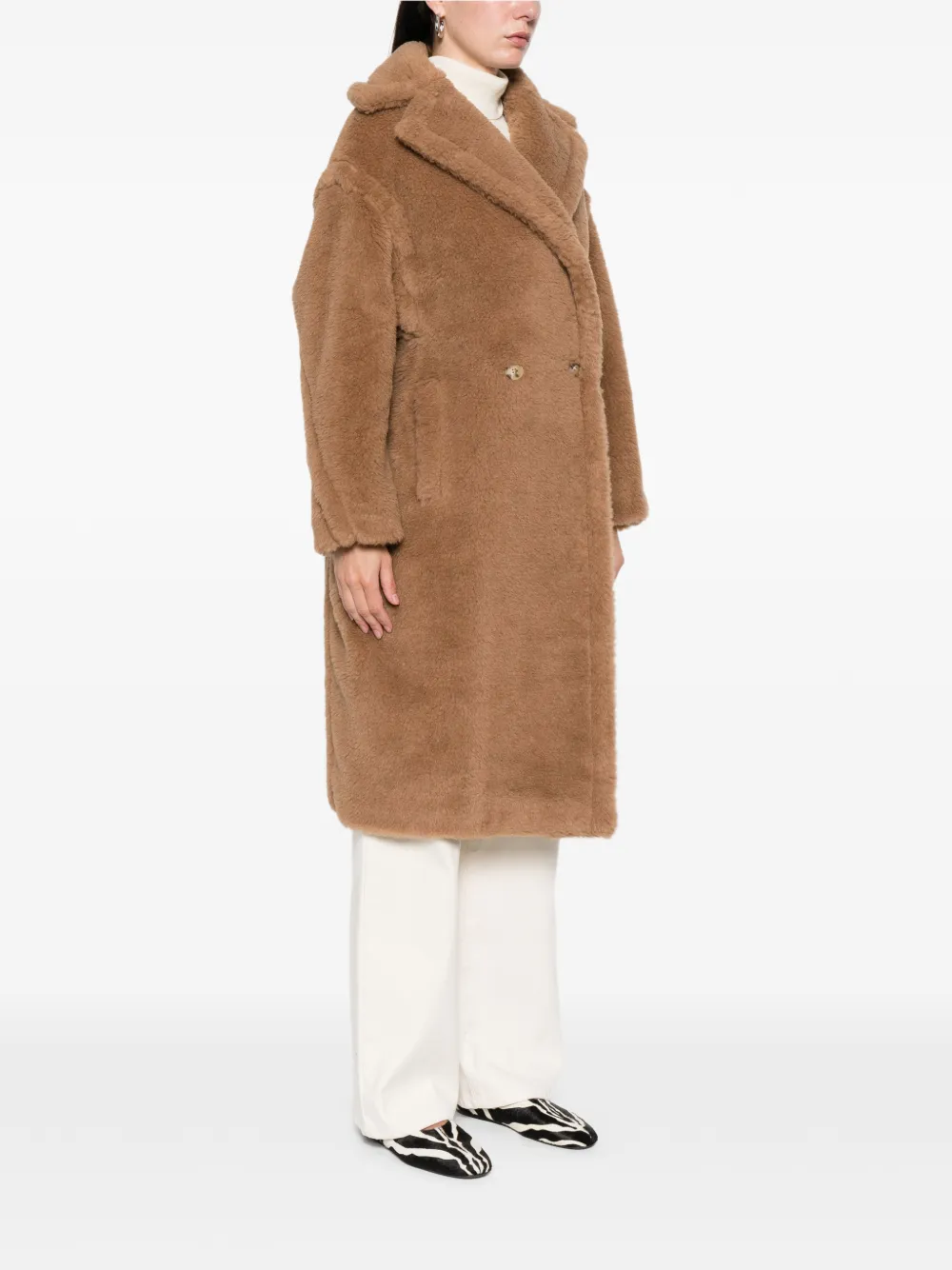 Max Mara Teddy double-breasted coat Bruin
