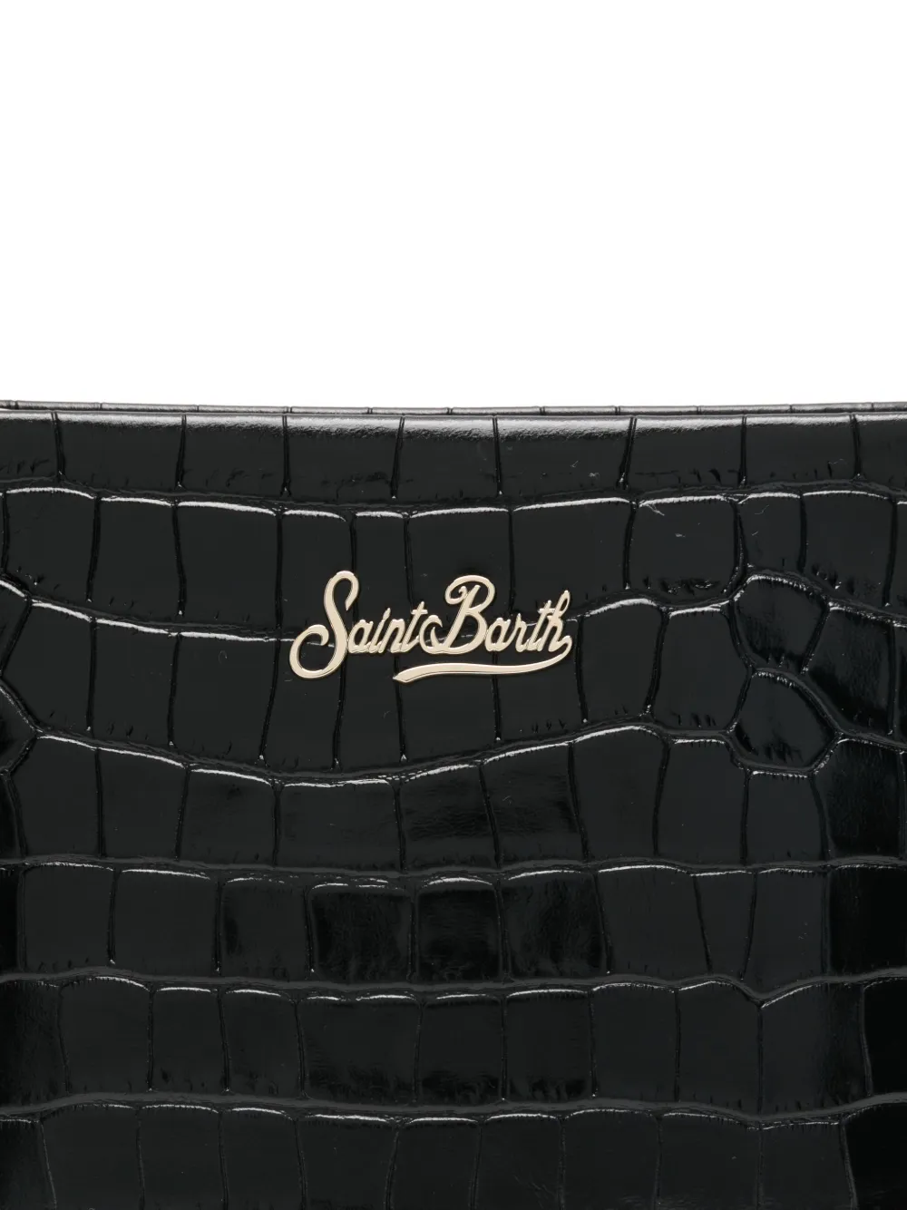 Mc2 Saint Barth Aline Printed Croco Bag In Black
