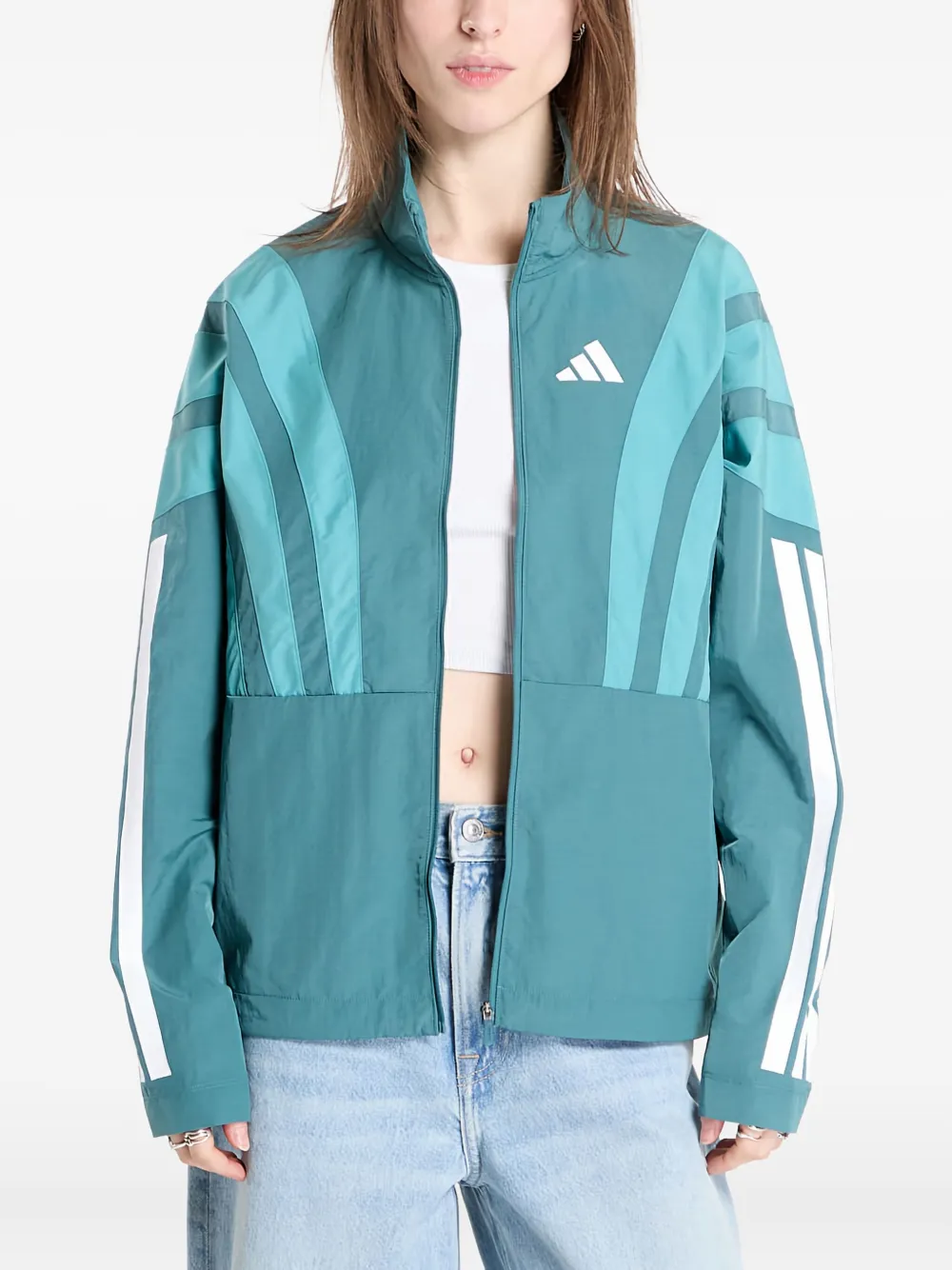 adidas stripe adizero archive running jacket - Verde