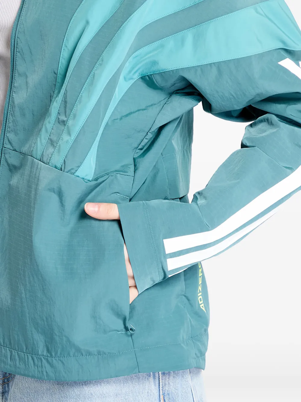 Adidas Originals Stripe Adizero Archive Running Jacket In Green