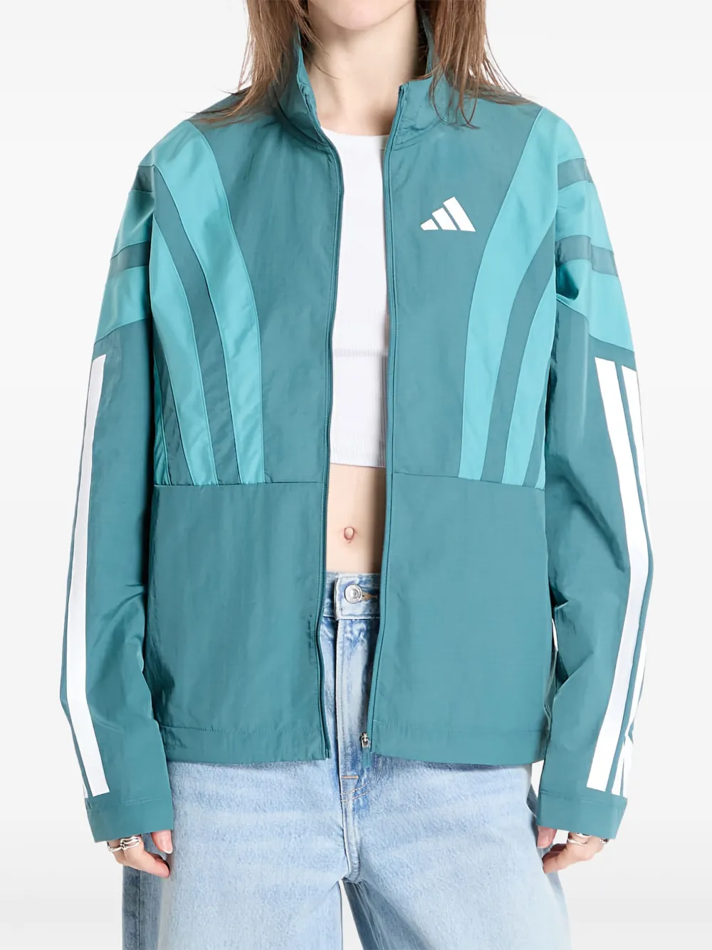 adidas stripe adizero archive running jacket | Green | Image 1