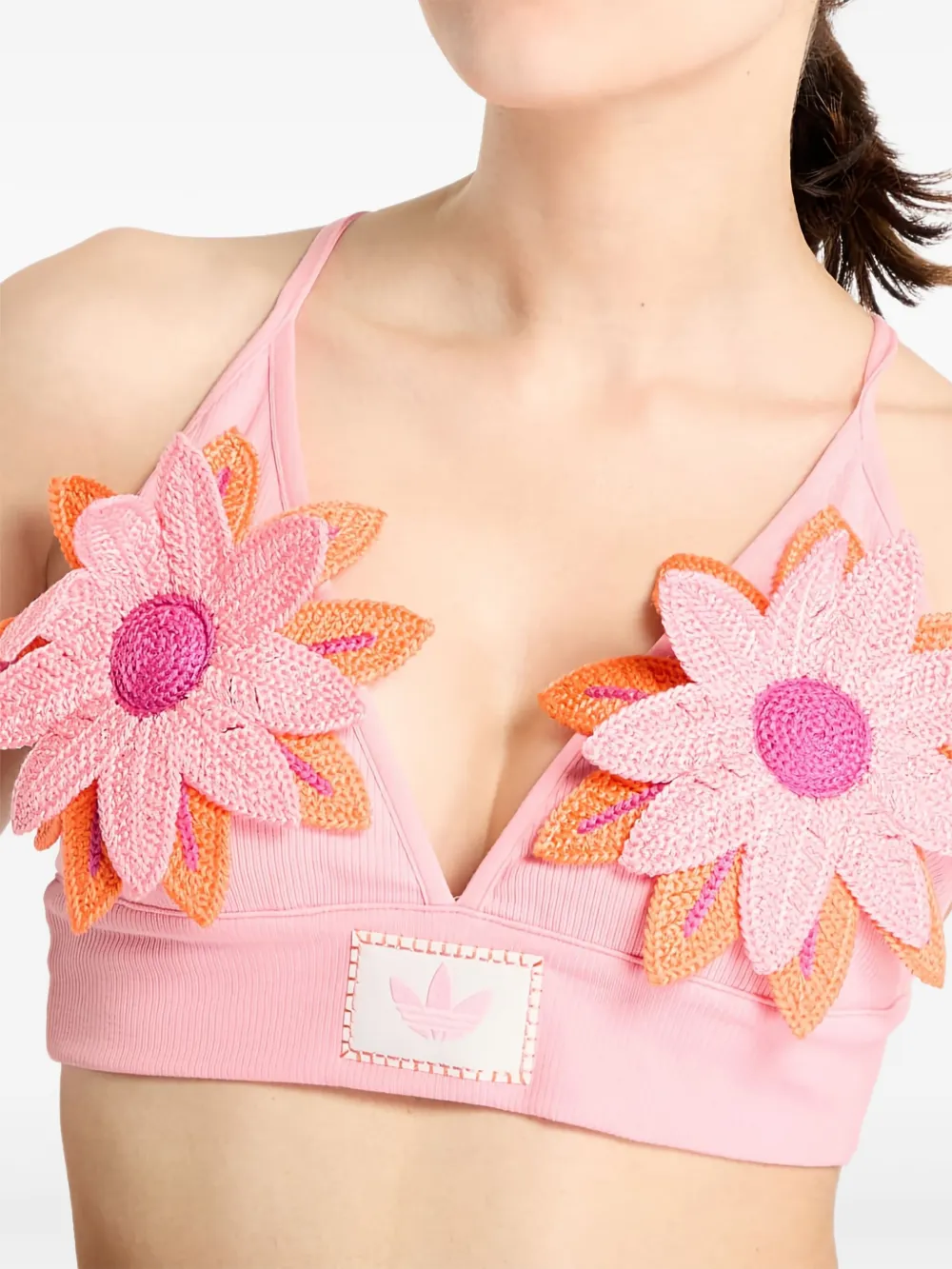 adidas Top verfraaid met bloemen Roze