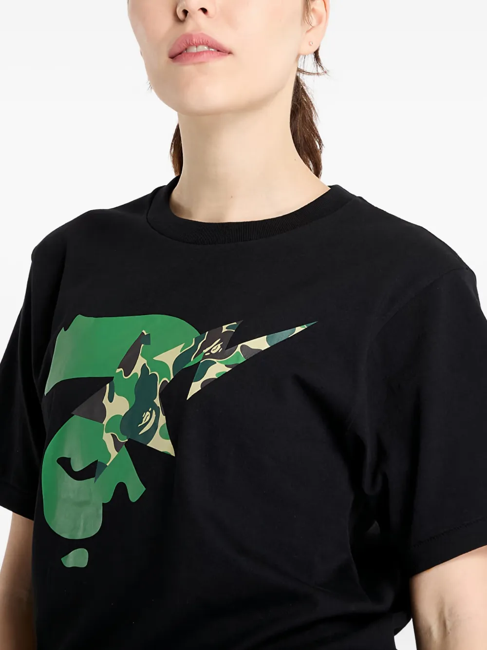 A Bathing Ape Abc Camo Ape Face Star Cotton T-shirt In Black