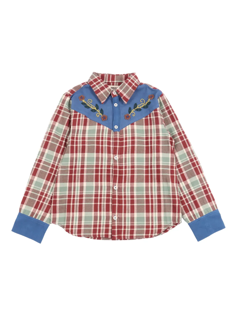 Misha & Puff check-pattern embroidered-detail shirt - Rot