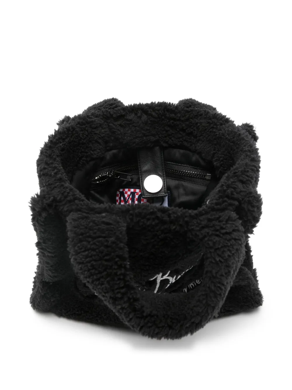 Mc2 Saint Barth Mini Vanity Teddy Embroidered Tote Bag In Black