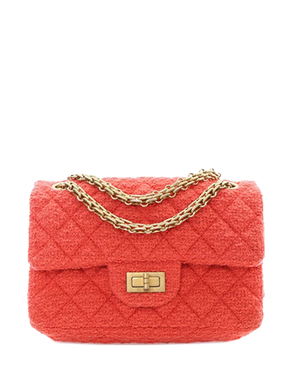 CHANEL Pre-Owned Borsa a tracolla Reissue 2.55 mini in tweed con battente 224 2020 - Rosso