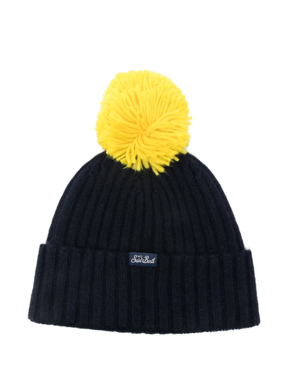 MC2 Saint Barth Wengen pom-pom ribbed beanie hat - Blauw