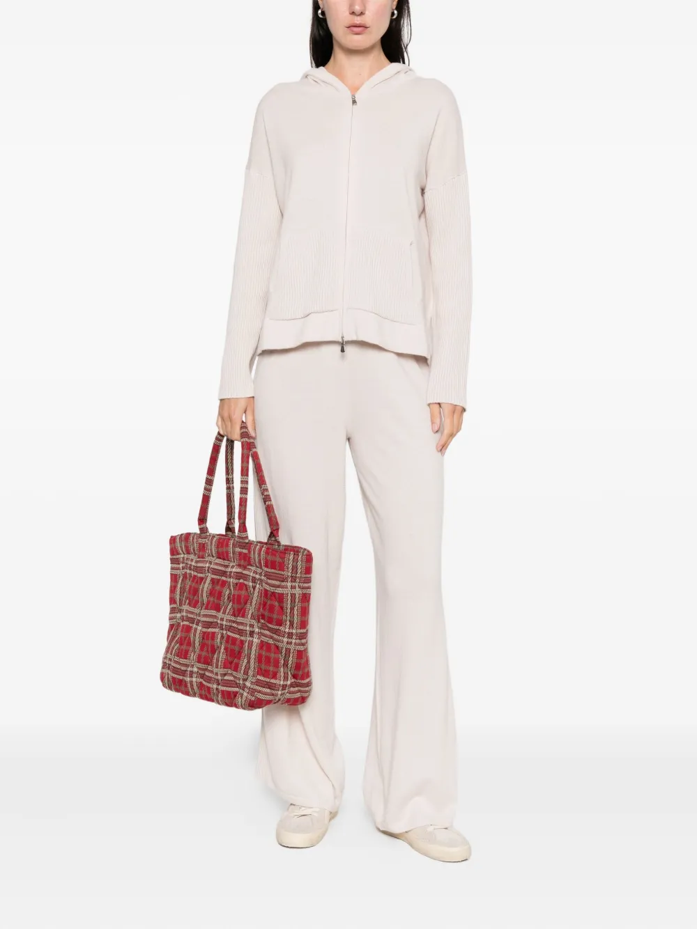 Gran Sasso Trui met capuchon en rits - Beige