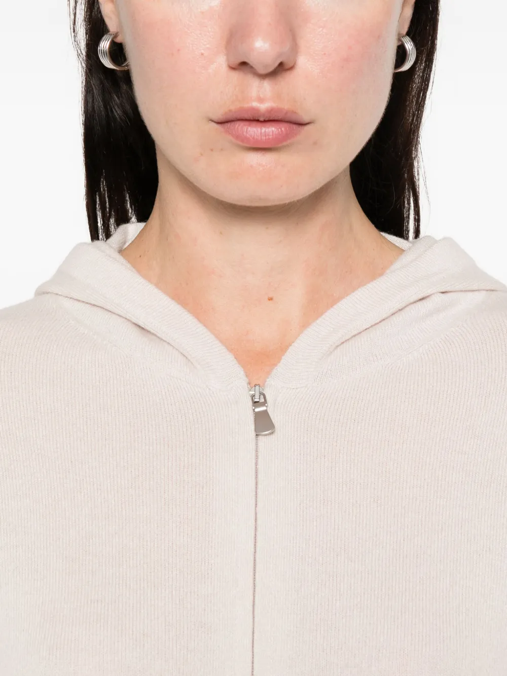 Gran Sasso Trui met capuchon en rits Beige