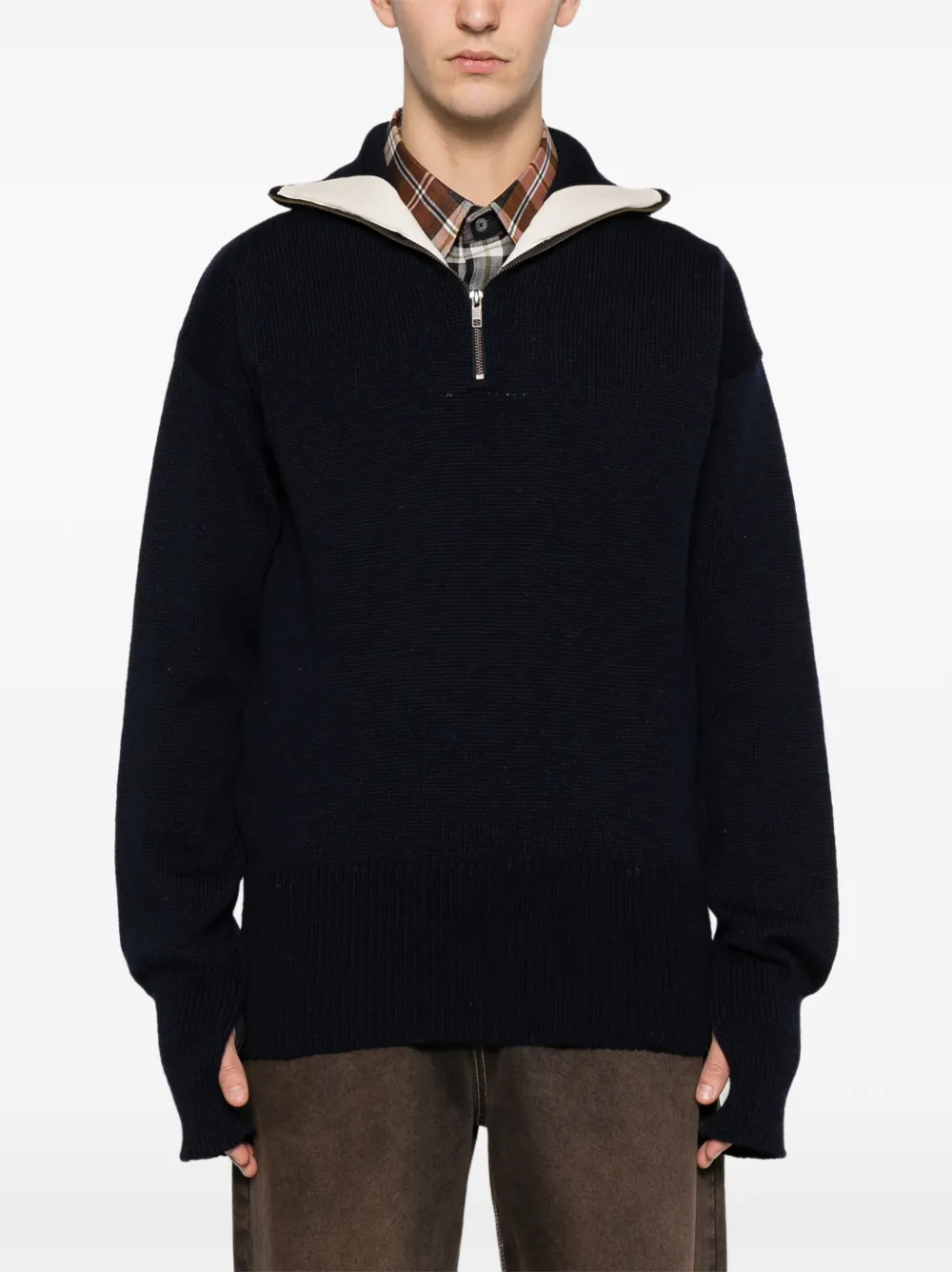 Zip Neck Sweater WPN9021 1BLUE | 준야 와타나베 | FETCHING