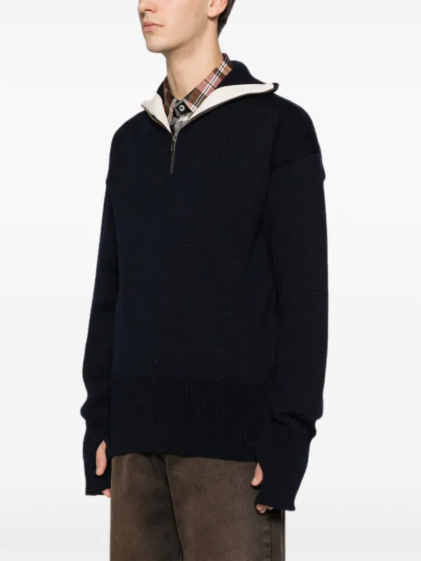 Junya Watanabe MAN zip-neck Sweater | Blue | FARFETCH BE