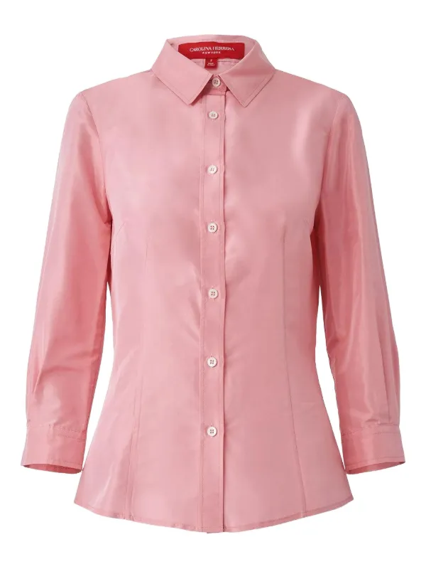Carolina Herrera Buttoned Taffeta Shirt in Pink